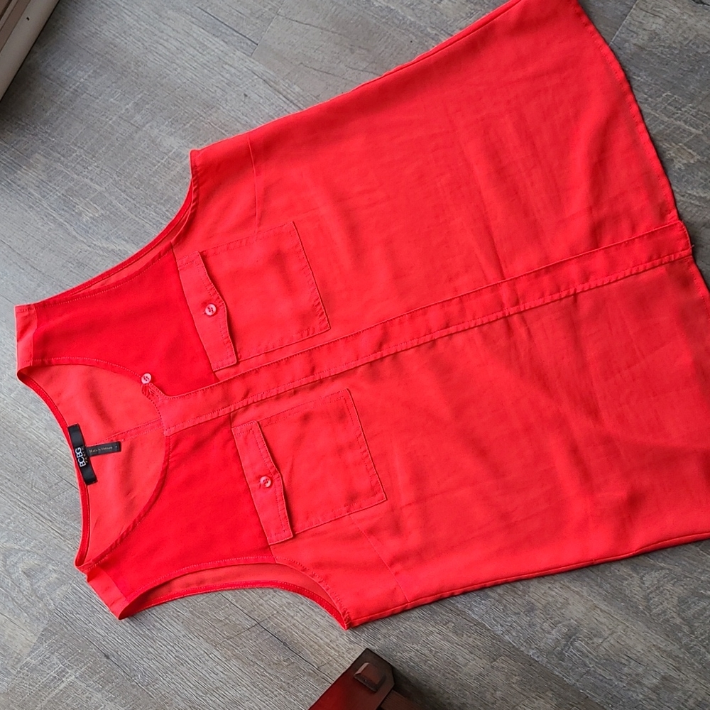 BCBG Orange Sleeveless Button-down Top Women's Size L